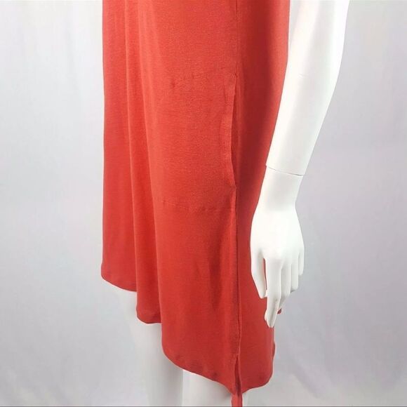 LOGO Lori Goldstein Size XS Orange Sleeveless Tank Top Stretch Midi Dress Lounge - Picture 5 of 9